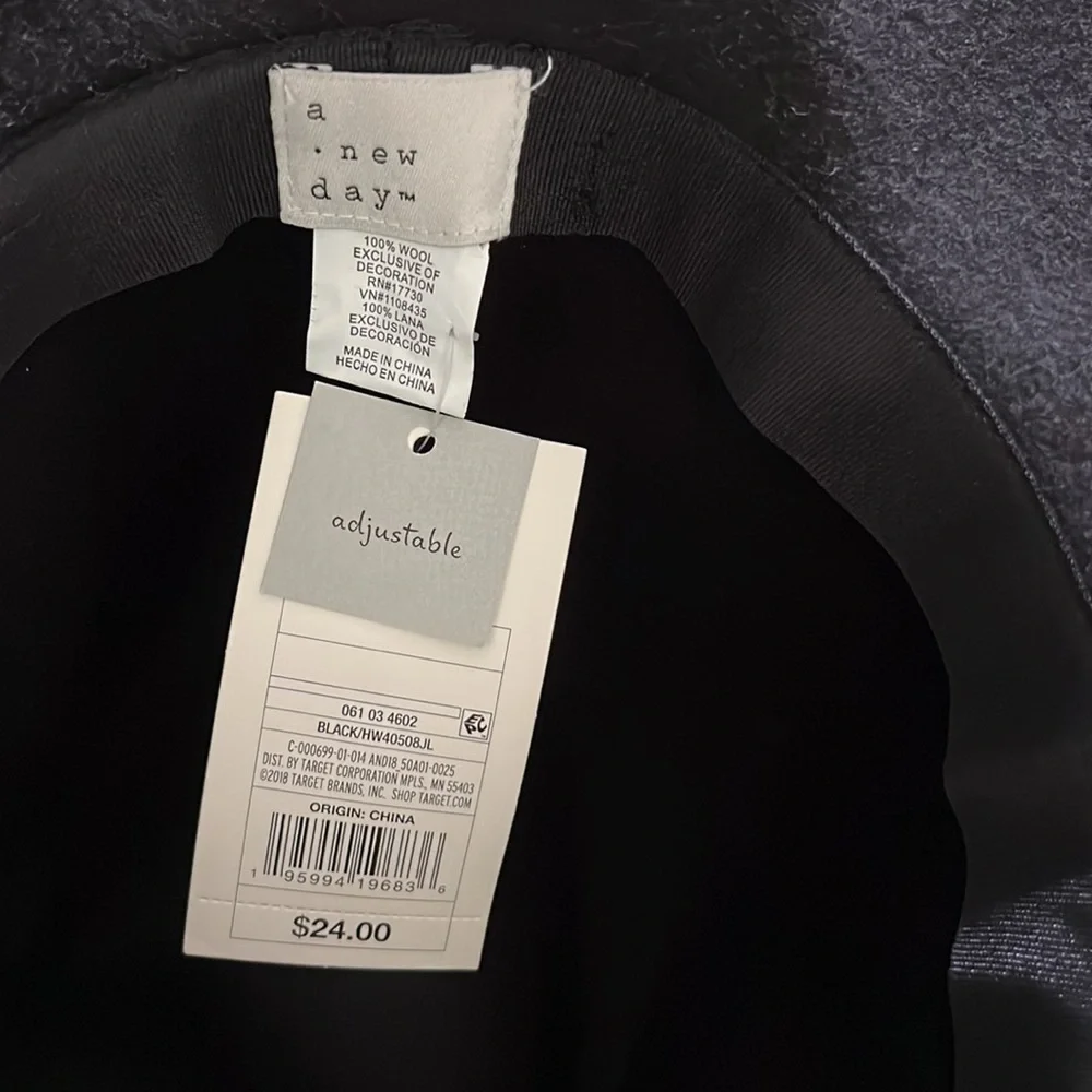 A New Day Adjustable Black Wool Women’s Hat